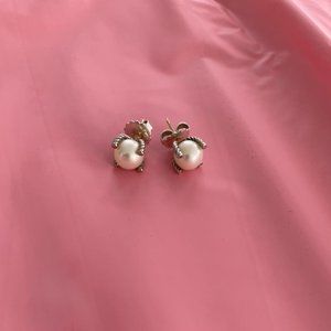 Authentic David Yurman pearl earrings with real diamond accents